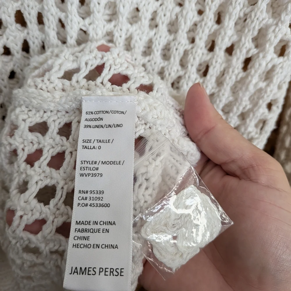 James Perse Open-Knit V-Neck Sweater Size 0 - Picture 3 of 4